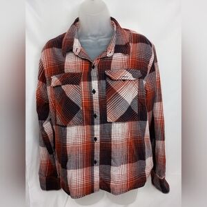 Wrangler Women's Outdoors Casual Winter Red Black Plaid Button Down Shirt (#391)